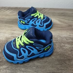 Under Armour Infant Spine EVO baby size 2k Sneaker Electric Blue Neon Green